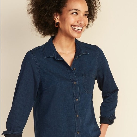 Old Navy The Classic Shirt Medium Blue Size Medium Tall - Picture 1 of 3